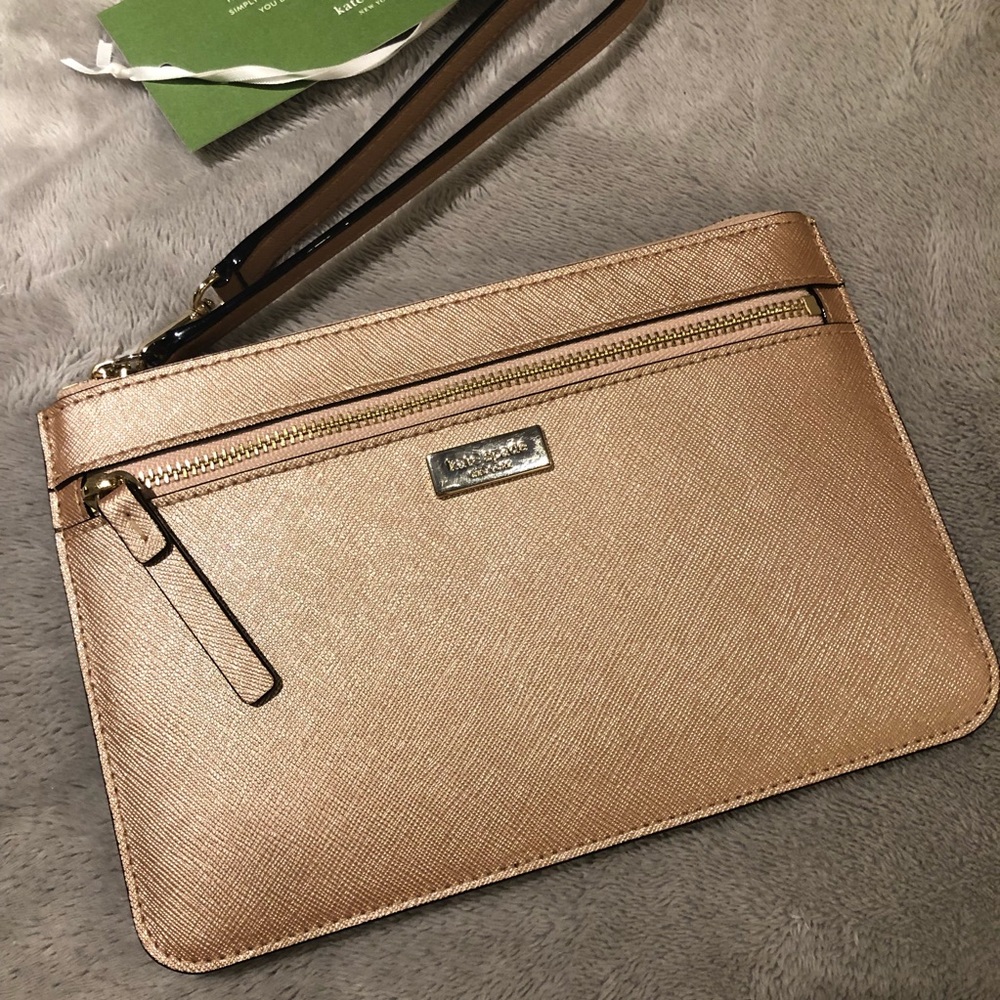 Kate Spade Rose Gold Saffiano Leather Wristlet